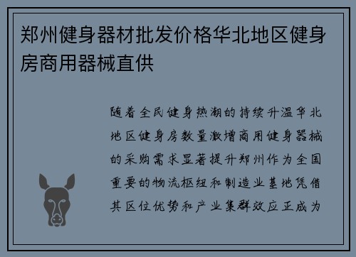 郑州健身器材批发价格华北地区健身房商用器械直供